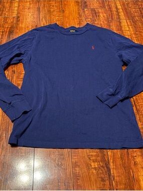 Polo by Ralph Lauren Long-Sleeve Crewneck Tee in Navy with Red Pony